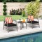 Costway 3 PCS Patio PE Wicker Furniture Set with 5-Level Adjustable Backrest Bistro Set